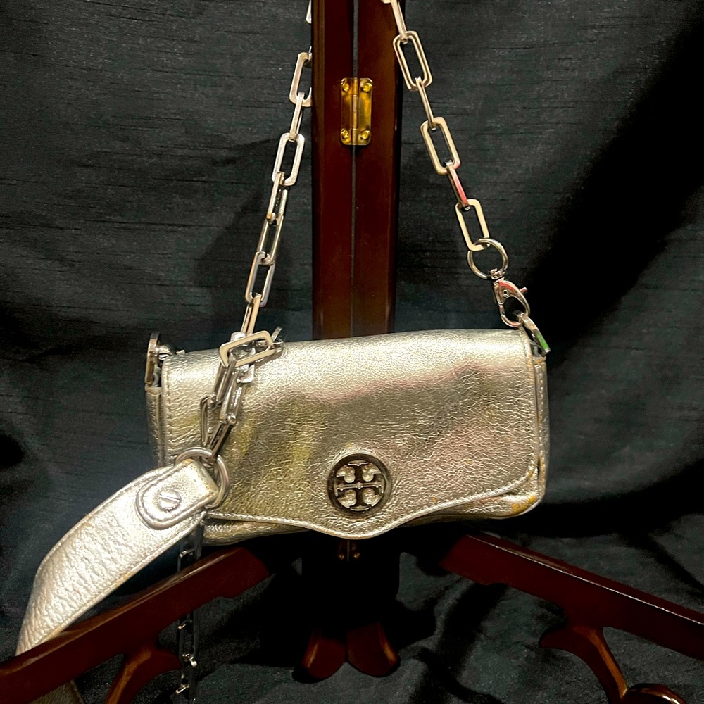 Tory‎ Burch silver mini bag